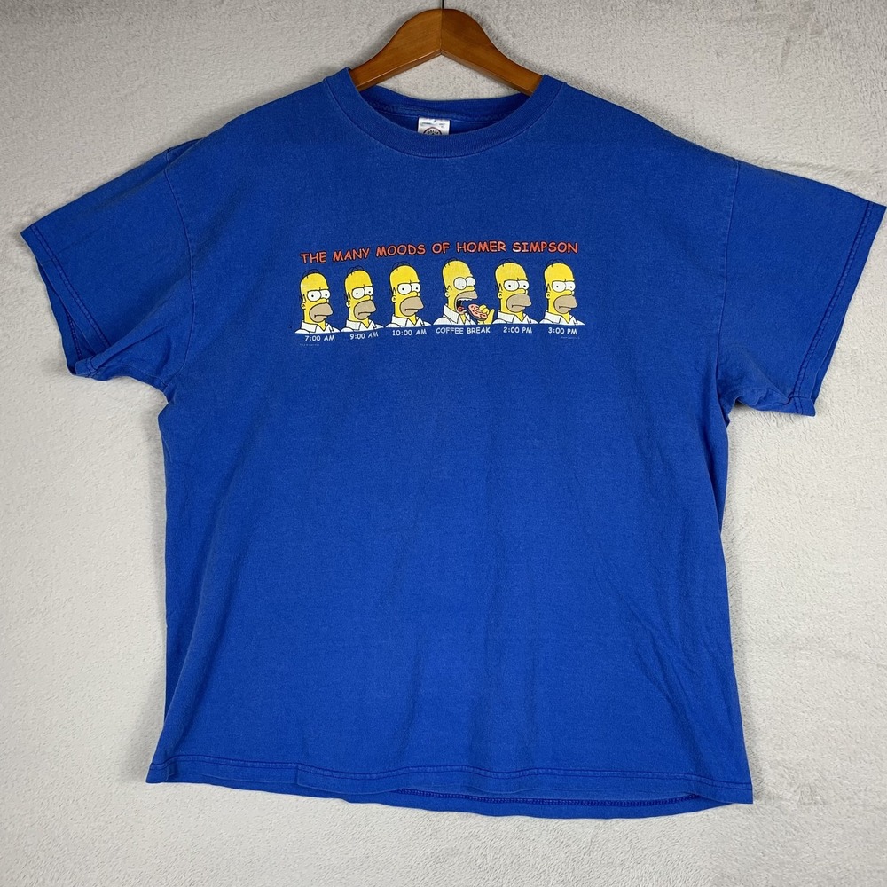Vintage Homer Simpson Shirt Mens XL Blue Many Moods Delta 2001 Tee Cartoon